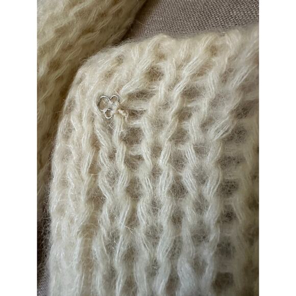 Vintage I.B. Diffusion Ivory Wool/Mohair Jacket Cardigan Chunky cropped moto - Picture 8 of 16
